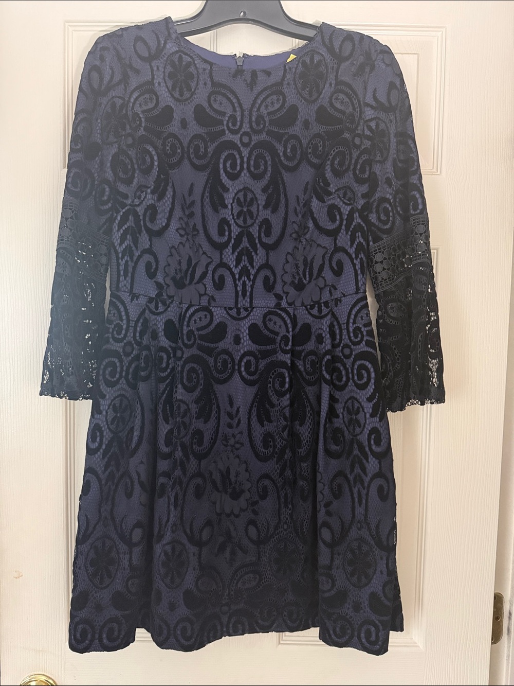 Elegant Navy Blue Lace Fit & Flare Dress